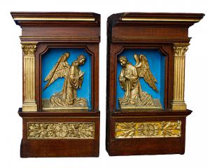 19th century, Pair of niches with bas-reliefs of Archangels.